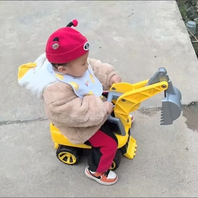 Kids Large Ride On Excavator Toy Sliding Scooter Digger Car For Baby Ride-On Excavator Untuk Kanak-kanak