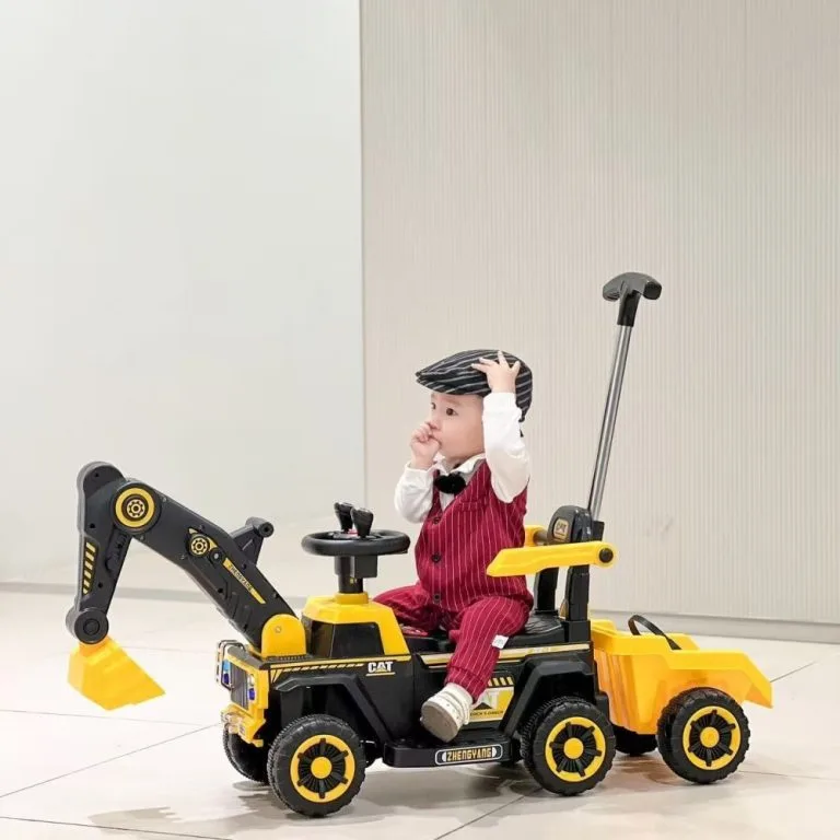 Remote Control Extra Large Electric Kids Ride On Excavator Sliding Toy Car Kereta Mainan Penggali Elektrik 4 Roda