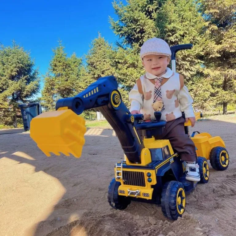 Remote Control Extra Large Electric Kids Ride On Excavator Sliding Toy Car Kereta Mainan Penggali Elektrik 4 Roda